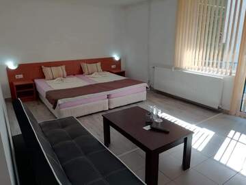 Monthly Apartment Rentals: Studio with sofa and balcony 